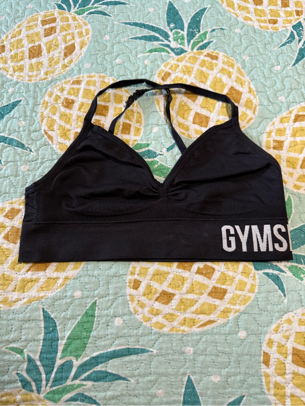 Gymshark Black Racerback Seamless Sports Bra with Logo